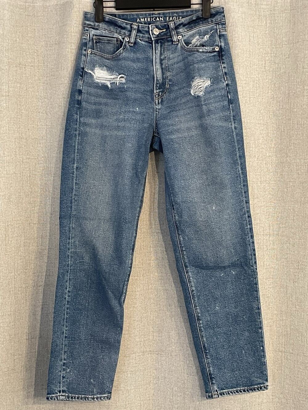 American Eagle Outfitters Jeans Mom Straight Distressed Denim 5-Pocket Size 4